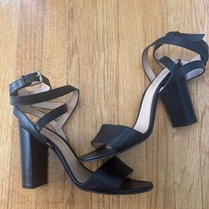Gianvito Rossi black high heel ankle straps